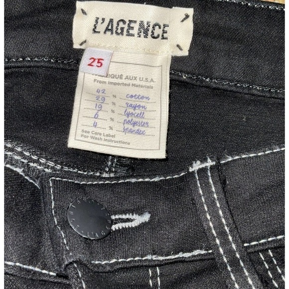 L'Agence Mid-Rise Skinny Leg Jeans Black Sz. XS / 25 - Picture 11 of 14